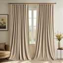 MIULEE Velvet Curtains 84 inches - Luxury Room Darkening Curtains for Bedroom Living Room Thermal Insulated Super Soft Window Drapes Rod Pocket & Pinch Pleated, Camel Beige, W52 x L84 inch, 2 Panels