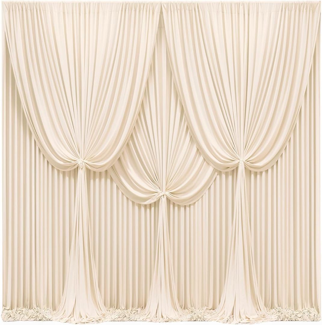 24x10FT Champagne Backdrop Curtains for Wedding Parties, Wrinkle Free Polyester Photography Backdrop Drapes for Wedding Baby Shower Birthday Parties Stage Background Stand Decorations 4x10ft,6 Panels