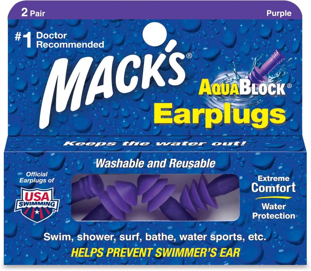 Macks Earplugs Aquablock Soft Silicone 2 pairs