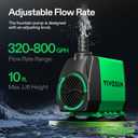 VIVOSUN 800GPH Submersible Pump(3000L/H, 24W), Ultra Quiet Water Fountain Pump with 10ft. High Lift with 6.5ft. Power Cord, 3 Nozzles for Fish Tank, Pond, Aquarium, Statuary, Hydroponics Green