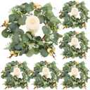 Redbaker 6 Pcs Eucalyptus Wreath 12 Inch Artificial Green Leaves Greenery Wreaths for Front Door Farmhouse Spring Summer Decor for Wedding Window Tabletop Decoration(Elegant)