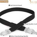 JASGOOD Women Skinny Elastic Belt for Dresses,Thin Retro Stretch Waist Belt with Golden Buckle (M Belt Length 31in,Up to 35in, A-black+brown(silver Buckle))