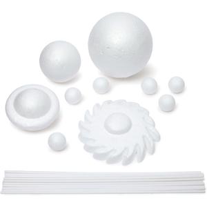 12 Piece 3D Solar System Model Kit for Kids Crafts, Outer Space Science Projects, White Polystyrene Foam Balls for Painting and Coloring, Spheres and Dowels Included 1