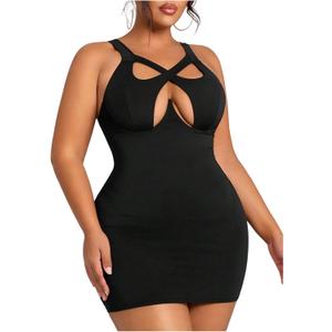 SHENHE Women's Sexy Cut Out Criss Cross Dress Sleeveless Bodycon Party Club Bandage Dress (Large, Black)