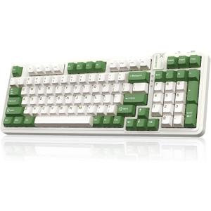 AUSDOM 98Pro Silent Mechanical Keyboard, Wireless Hot Swappable Gaming Keyboard with Backlit, Gasket Structure, Pre-lubed Tactile Switches, 2.4GHz/ Type-C/ Bluetooth Custom Keyboards (Green & White-Silent)