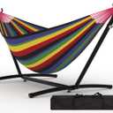 Garvee 2 Person Hammocks with Stand for Outside, Double Hammocks Portable Space Saving Heavy-Duty Steel Stand for Indoor Outdoor Patio with Carrying Bag, 450 lbs Capacity