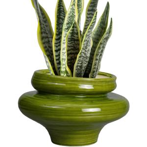 Ceramic Planters for Indoor Plants 11 Inch - Bonsai Plant Pots Outdoor, Large Planters for Indoor Plants, Green Planter with Drainage Hole, Flower Pot for Garden Decor, Gift for Women Men