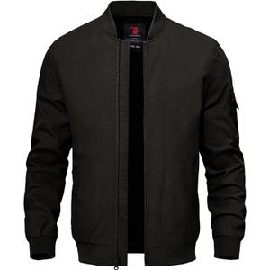 TBMPOY Men's Black Lightweight Bomber Jackets Light Windbreaker Casual Stylish Fall Golf Dress Business Varsity Black XXL