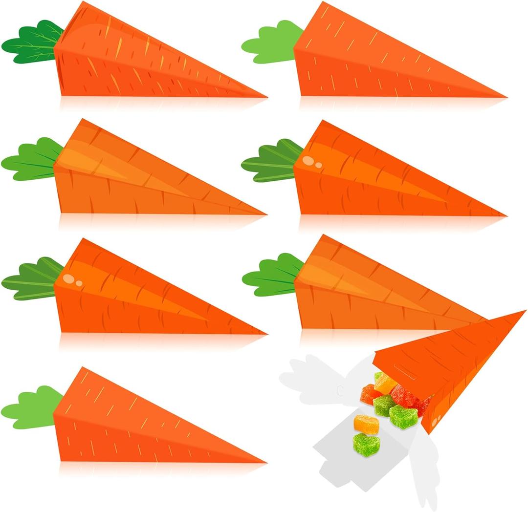 LaVenty Easter Gift Bag Bunny Carrot Gift Bag Party Favor Bags Handle Tissue Paper for Easter Party Birthday Baby Shower Supplies