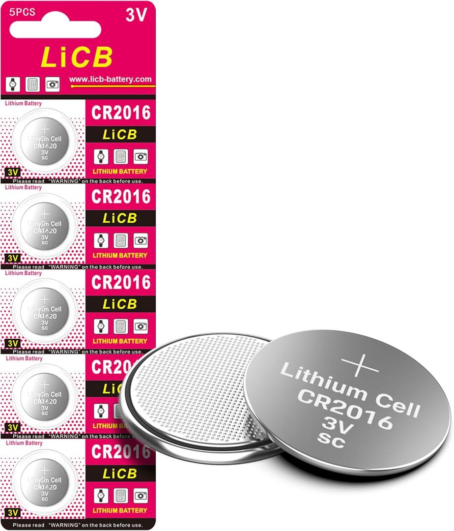LiCB CR2016 3V Lithium Battery(5-Pack)