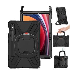 BRAECN Rugged Case for Samsung Galaxy Tab S10 Lite/S10 FE/S9 FE 10.9" & S9/S8/S7 11" SM-X400/X520/X510/X710 | Heavy Duty Shockproof Silicone Cover with Kickstand, Shoulder Strap & S Pen Holder, Black