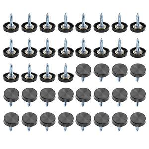 40 Pcs Mirror Screw Cover Cap 0.63"/16mm Diameter Black 304 Metal Decorative Screws with Cap and Gasket for Fasteners, Sign/Advertising Hardware, Construction, Tea Tables, Wardrobes Glass Furniture