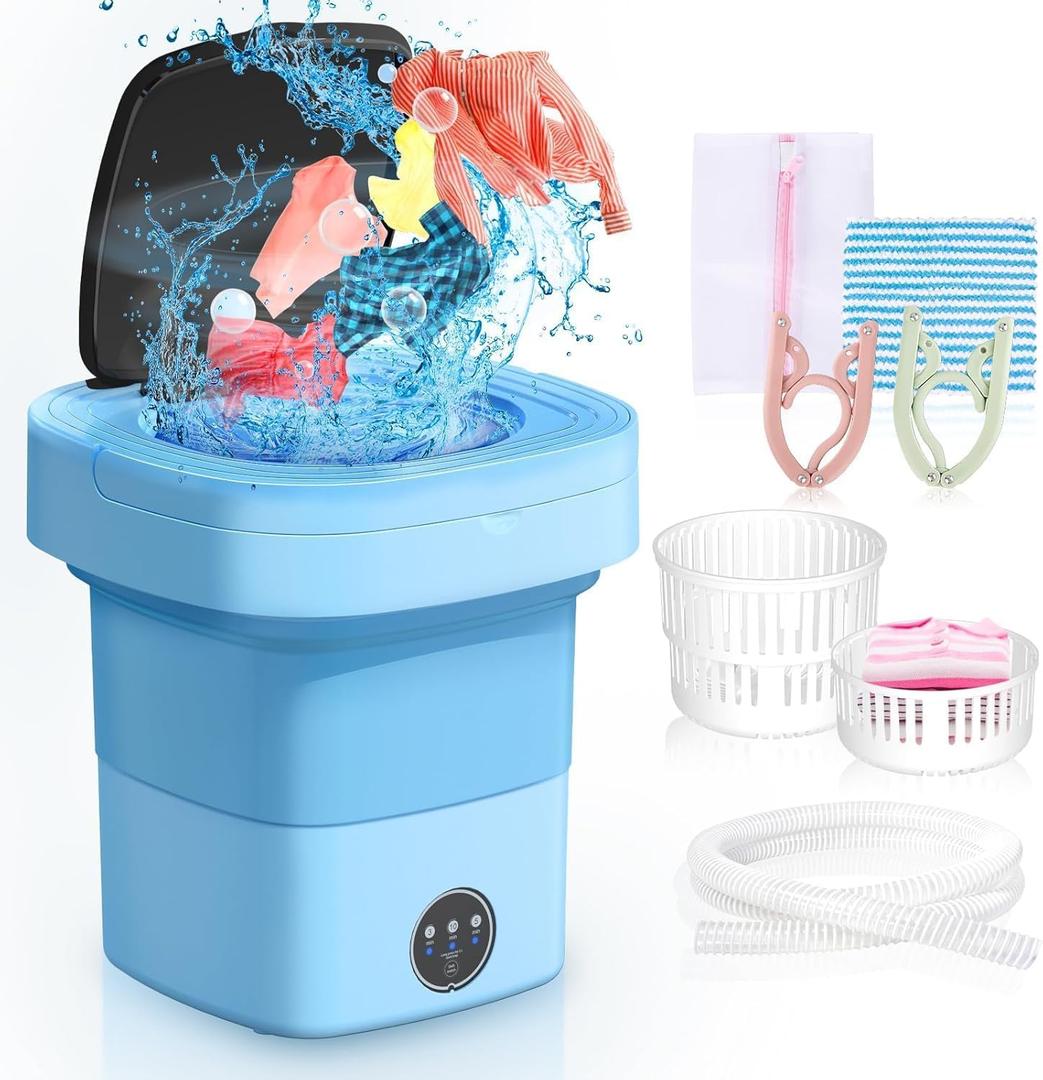 Folding Washing Machine, 11L Mini Washing Machine with 3 Cleaning Modes, Suitable for Baby Clothes, Underwear, Socks, Portable Washing Machine Folding Design Suitable for Apartments, Camping & Travel