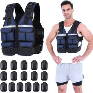 Sportneer Adjustable Weighted Vest Weights: 2-42 lbs Washable Weight Vest for Walking 16 In 1 Fast Adjust Rucking Vest for Women and Men Home Gym Running Jogging Strength Training Vests