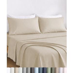 California Design Den Certified 100% Egyptian Cotton Cal King Sheets, Beige