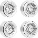 CNC 1.3" Beadlock Wheel Rim for SCX24 1/24 TRX4M Ascent18 1/18 RC Crawler Aluminium Upgrade Part (Silver)