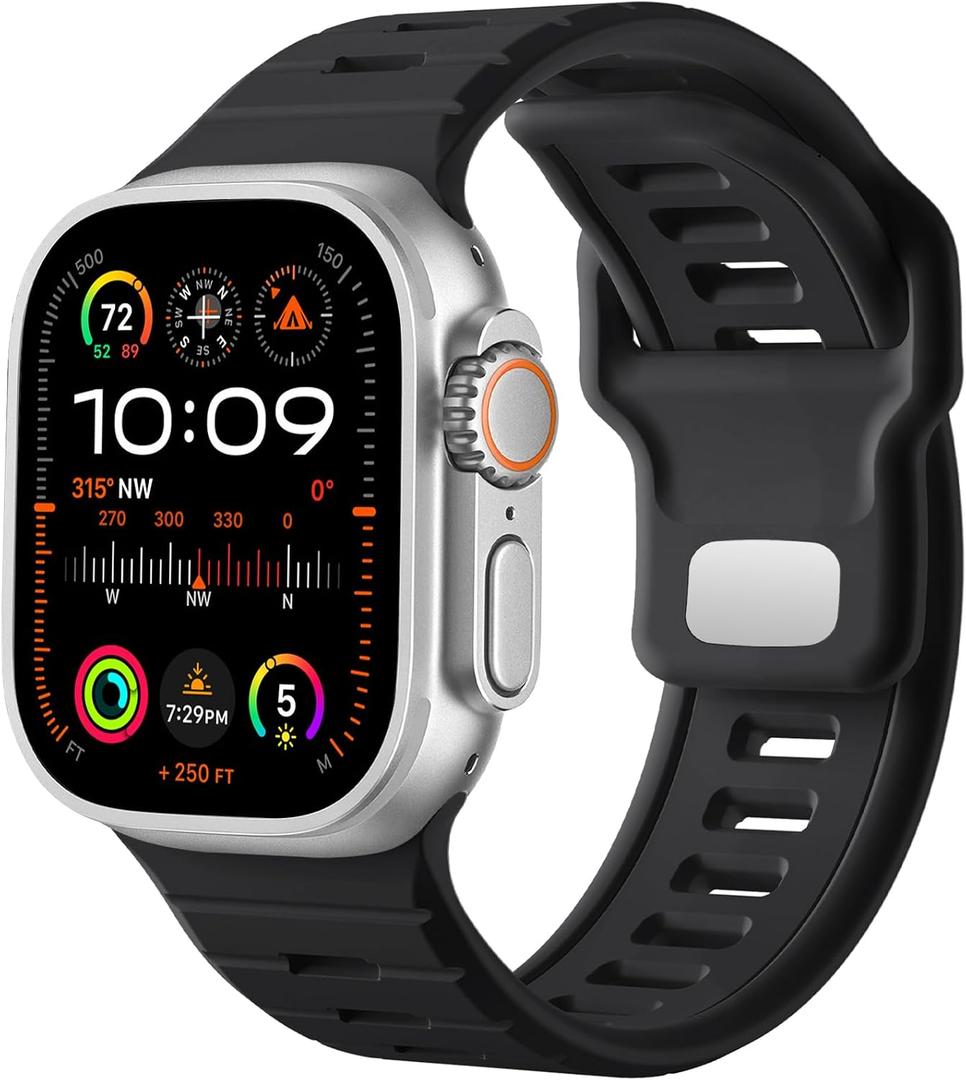 Odbeai Sport Band Compatible with Apple Watch Ultra 2 3/Ultra Band,Compatible with Apple Watch Bands for Men 49mm 46mm 45mm 44mm 42mm,Waterproof Silicone Strap for iWatch Bands All Series SE 11 10 9-1