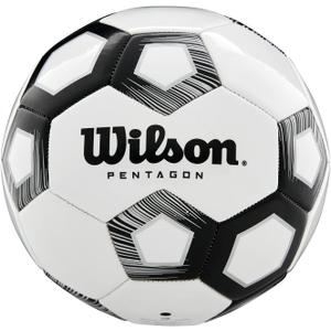 WILSON Unisex Pentagon Bronze Series Soccer Ball, Adult, White/Black (5)