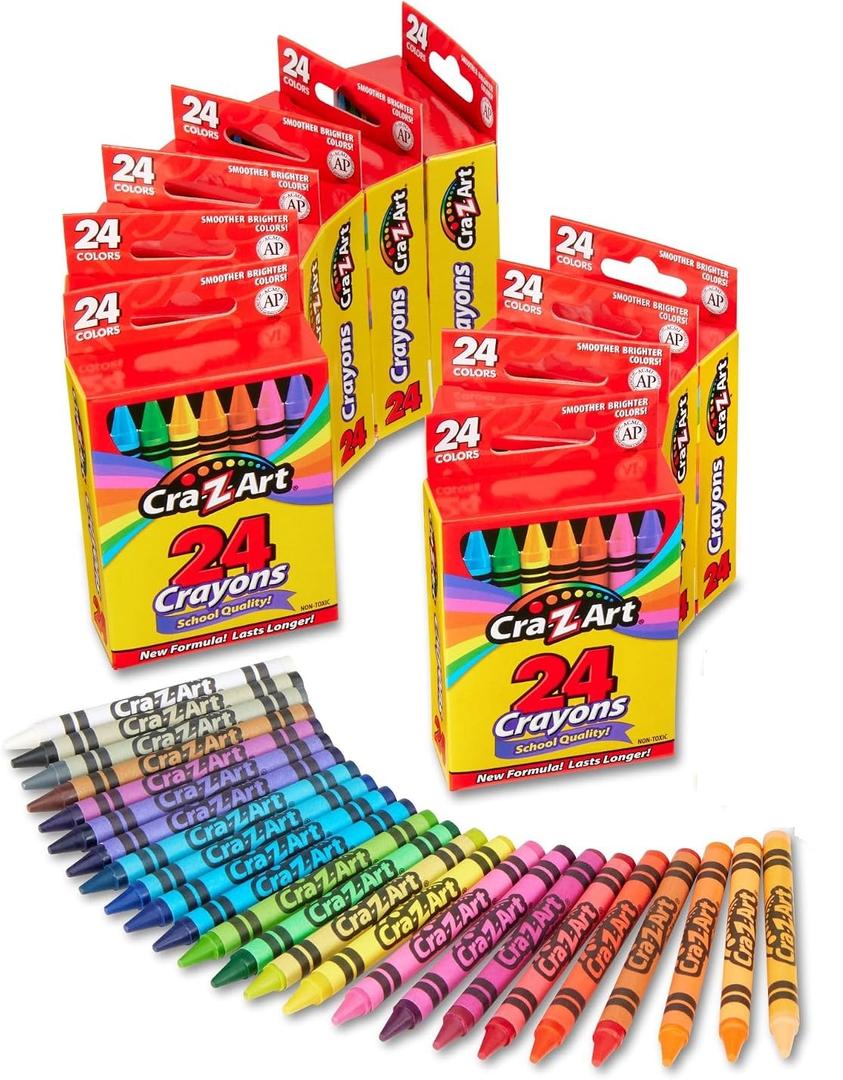 Cra-Z-Art Bulk Crayons 24 Count, 10 Packs, Classroom Supplies for Teachers & Students, Back to School Essentials, Supplies for School, Home & Art Projects