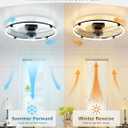 VOLISUN Low Profile Ceiling Fan with Lights and Remote, 23.6in Bladeless Ceiling Fans with Light Flush Mount, Dimmable Modern LED Fan Light, Black Fandelier Ceiling Fans for Bedroom,Living Room
