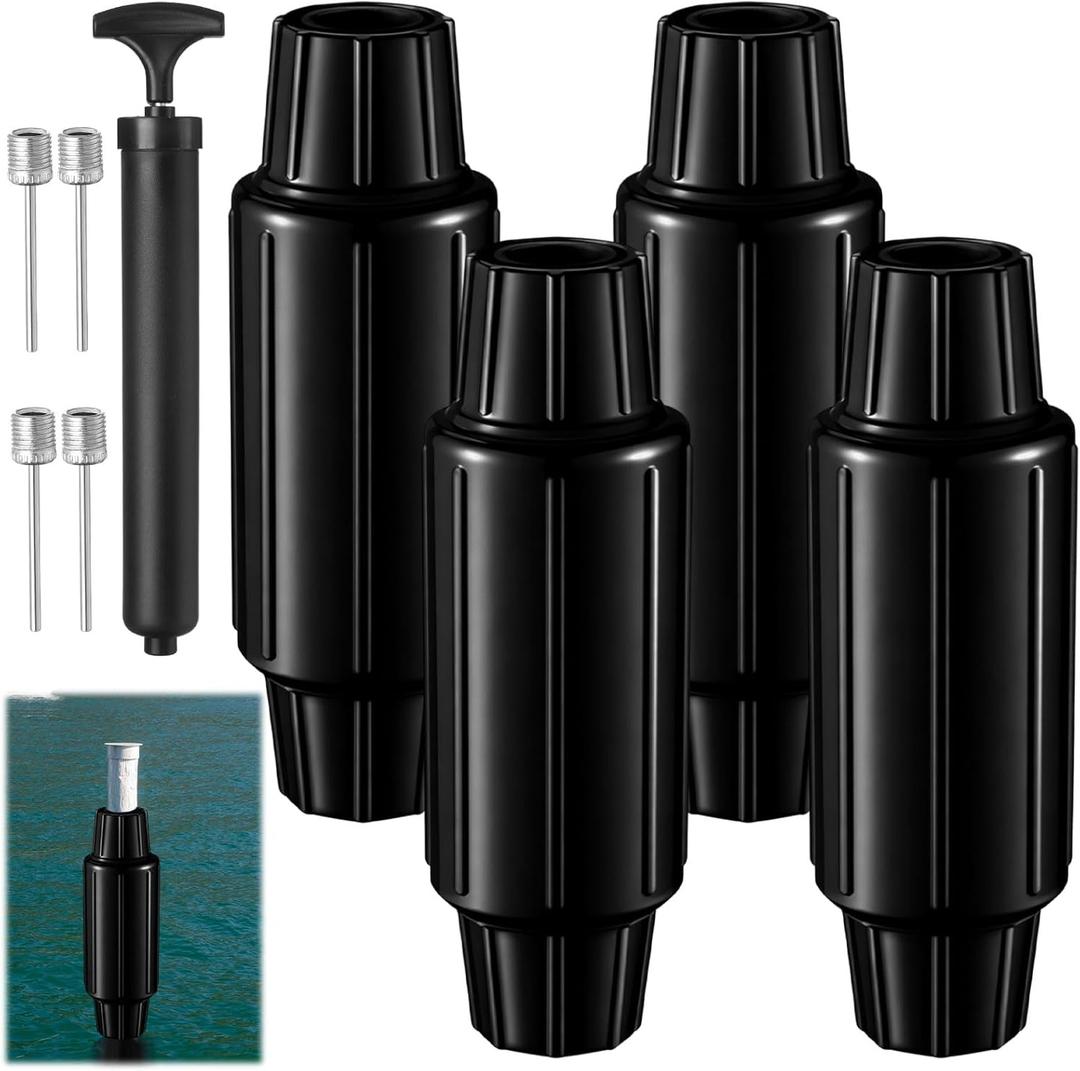 4 Pack Boat Dock Post Bumpers for Poles - Dock Fender Bumpers Inflatable Docking with Pump for Slide-Over Post Pole,Slip-On Leg Pipe,Vertical Protection for Buoy Pontoon Protector (Black)