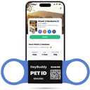 2 x HeyBuddy Slide Series - QR Code Smart Pet Tags for Dogs & Cats, Personalized Pet Tag Stores Multiple Information, Includes Passive Location Tracking, Real-Time Notification & Community Alerts (Large, Blue)