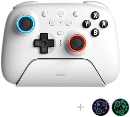 8Bitdo Ultimate 2 Bluetooth Controller with TMR Joysticks, Switchable Hall Effect/Tactile Triggers, Vibration, Motion Control, RGB Fire Ring and Back Buttons for Switch/Switch 2 & Windows PC - White