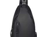 Mini Crossbody Sling Bag, Lightweight Waterproof Chest Bag, Daily Travel Sports with USB port. (BLACK).
