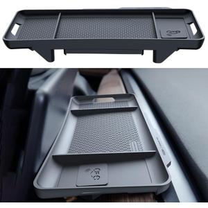 for Tesla Model 3/Y Center Console Organizer - Behind Screen Storage Box Dashboard Hidden Tray Magnetic Card Holder & TPU Storage Tray Behind Screen, No-Tools Installation, Hidden Compartment
