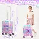 Kid's Luggage Set 5 Piece Suitcase Set 16" Hardside Luggage with Spinner Wheels Girls Carry on Toddler Travel Rolling Suitcase with Neck Pillow Airline Approved, 05 Butterfly