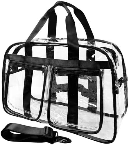 Large Clear Tote Bag 20” for Duffle, Clear Beach Bag for Travel Work, Big Transparent See Through Plastic Bags for Gym Toiletry Makeup Organizer