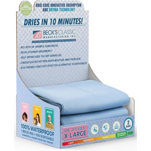 Beck's Classic Washable Underpads, 34 x 36 (2 Pack) - Heavy Absorbency Reusable Bedwetting Incontinence Pads for Kids, Adults, Elderly, Cats or Dogs- Waterproof Pad for Bed, Couch, Sofa, Floor