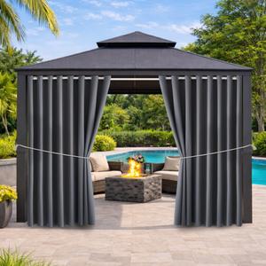 DIVA EN CAMINO DEC Waterproof Outdoor Curtain W105 x L84 - Grommet Top Sunlight Blocking Window Treatment Drapes Blackout Curtains for Home Bedroom Living Room Patio Porch Pergola (2 Panels) (Mid Gray)