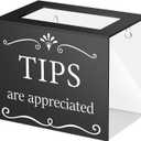 Vesici Acrylic Tips Jar for Bartender, 6 x 4 x 5 Inch, Wall Mounted Tip Box Bucket Plastic Donation Raffle Cash Box for Bartender Bars Restaurants Musicians Driver Money Storage(Black)