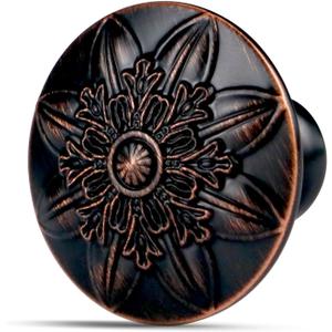4 Pack Oil Rubbed Bronze Cabinet Hardware Knobs Round,1-2/5" Bronze Knobs Handles for Cabinets and Drawers Antique Bronze Dresser Drawer Pulls