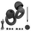 JUSTRVN Earplugs for Sleeping,Noise Reduction Soft Silicone Ear plugs with 7 Pairs Ear tips&One Connection Cord,Hearing Protection Reusable Earplugs for Sleeping,Concert,Work&Sound Reduction 25dB-30db