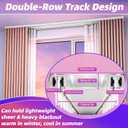 Double Curtain Track Ceiling Mounted,9FT Silent Heavy Duty Aluminum Double Row Curtain Rail System, Sliding Ceiling Curtain Track for Bedroom Living Room Hotel Room Divider