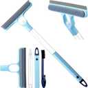 Lothee 1pcs 3 in 1 Window Squeegee, 23'' Long Handle Window Cleaning Scraper, Squeegee and Scrubber with Spray for Walls, Car Windshields, Bathrooms, Kitchens (Bule)