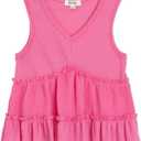 Speechless Girls' Sleeveless Waffle Knit V-Neck Top (Pink, XS)