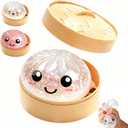 Glitter Dumplings Squishies, 2026 Upgrade Dumplings Squishies, Mystery Box, Colorful Dumplings Stress Balls Fidget Sensory Toy, Stocking Stuffers with Food Steamer Stretchy Desk Toys (White)