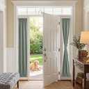 PONY DANCE Sega Green Blackout Curtain for French Door - Thermal Insulated Window Shade with Tieback, Privacy Panel for Sidelight or Front Door, W25 x L66 Inches, 1 Panel