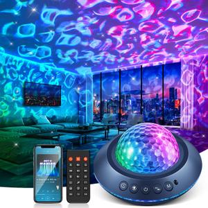 One Fire Ocean Light Projector,15 White Noises & Bluetooth Ambient Lighting, 360 Full Coverage Ceiling Projector Ocean Lamp, Remote Timer Galaxy Lamp for Bedroom Decor, Mood Lighting Gifts