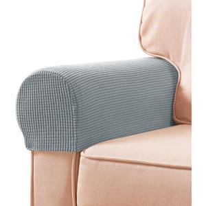SUBRTEX Stretch Armrest Covers Spandex Arm Covers for Chairs Couch Sofa Armchair Slipcovers for Recliner Sofa with Twist Pins 2pcs (Light Grey)