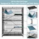 STILLCOVE 4-Tier Cat Cage Indoor: Large Cat Enclosure Pet Playpen Detachable Metal Wire Kennel Collapsible Crate with Scratching Post & Plush Pads & Hammock for Cats Kittens, Size: 30.1"L x 18.7"W x 42.5"H
