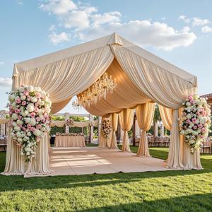 20ftx40ft Champagne Ceiling Curtain for Wedding Parties – 4 Panels Wrinkle-Free 40 FT Long Tent Draping Curtains for Wedding, Birthday & Theme Parties, 40ft Height with Rod Pocket, 60"W x 480"L