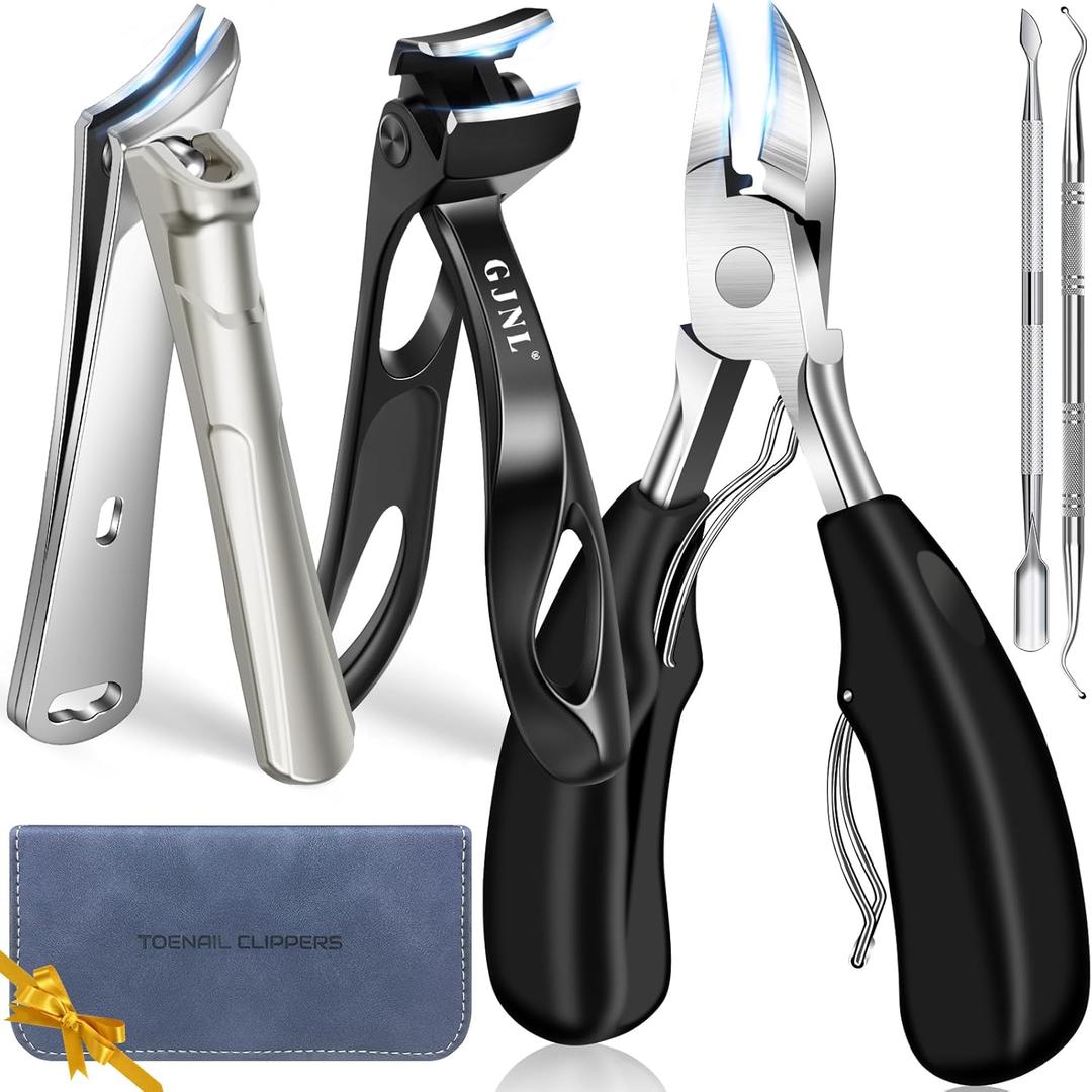 Toenail Clippers for Thick Toenails, Heavy Duty Toenail Clippers for Ingrown Nails, Angled Head Toe & Slanted Nail Clipper with Long Handle 5PCS