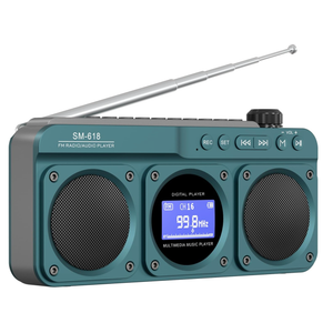 Small Digital FM Radio Bluetooth Speaker, Handheld Rechargeable Radio Wireless Speaker, LCD Display, Double Speakers, Headphone Jack, Support USB/Micro SD Card MP3 Play for Home Outdoor (No AM)