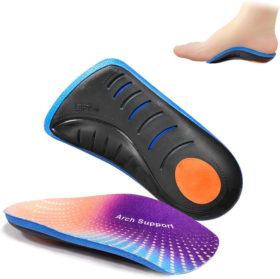 3/4 Orthotics Shoe Insoles for Men Women, High Arch Supports Shoe Inserts for Plantar Fasciitis, Flat Feet, Over-Pronationand Heel Pain (Men 9-10/Women 11-12)