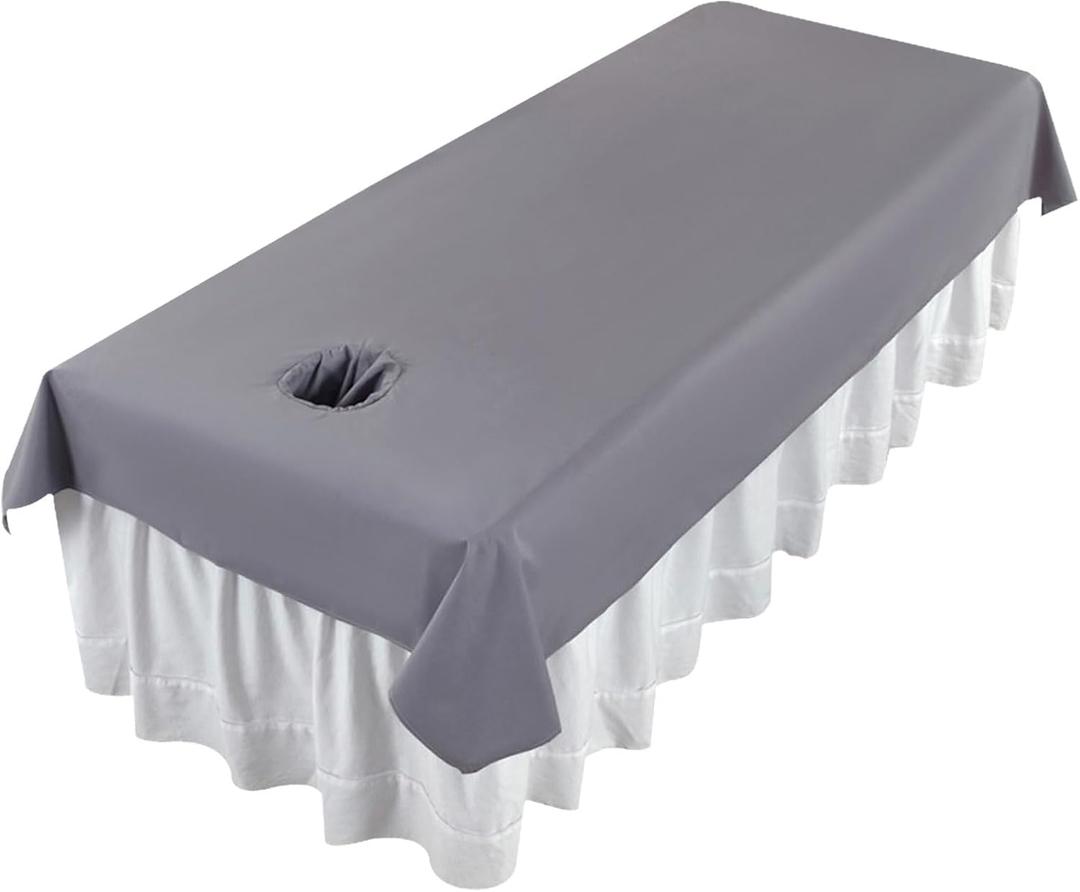Premium Reusable Massage Table Sheets Bed Cover 47 x 90 Inches with Face Hole, Fitted Table for Master Massage, Waterproof and Oilproof, Stain and Wrinkle-Resistant, Machine Washable（Gray