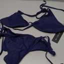 Tempt Me Women Triangle Bikini Sets Halter Two Piece Sexy Swimsuit String Tie Side Bathing Suit (Blue, X)